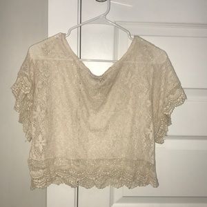 Lace piko crop top